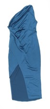 Prettylittlething Damen blau Polyester figurbetont Gr&ouml;&szlig;e 10 One-Shoulder-Rei&szlig;verschluss