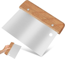 Edelstahl Teigschaber 15 cm mit Holzgriff f&uuml;r Teig Schneiden & Backen