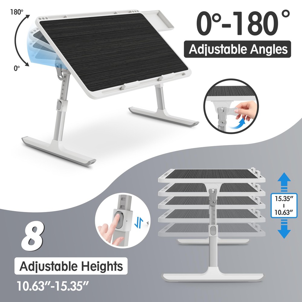Adjustable Lightweight Laptop Stand for Bed with X-Large Desk Tray