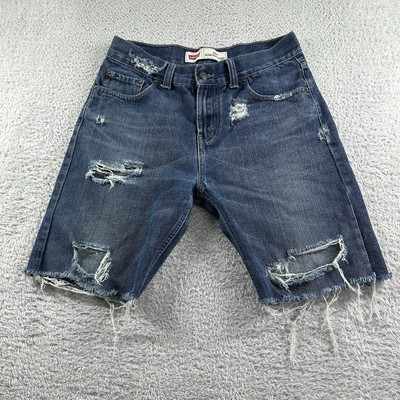 Levi Jorts Womens 20 Reg Cut Off Raw Hem Blue Distressed 9'' Inseam 30''