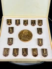 Soviet 1975 WWII Victory Pin Medal Set USSR Cities Commemorative Badges w Box