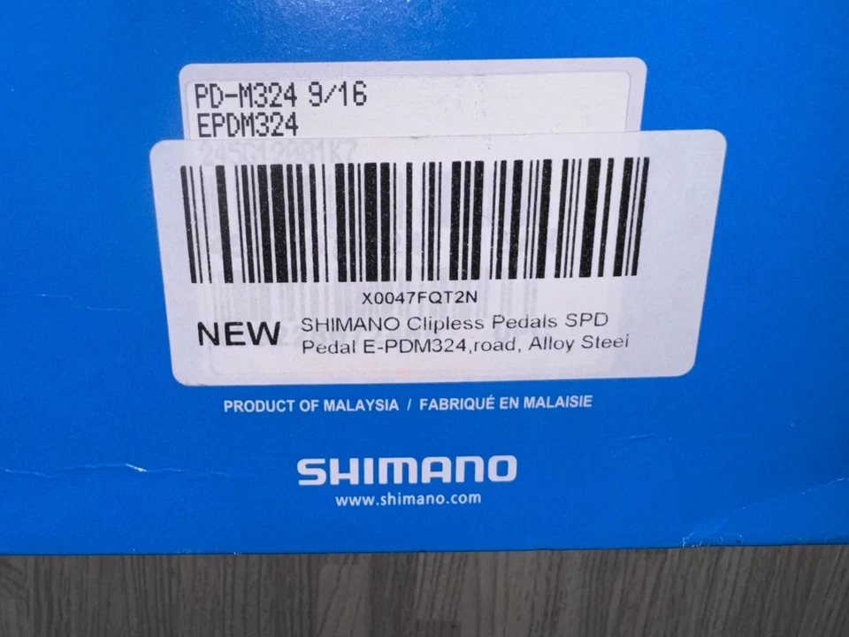 Pedales de bicicleta Shimano PD-M324 SPD sin clip doble cara plateados, bicicleta de carretera - caja abierta Foto 2 de 4