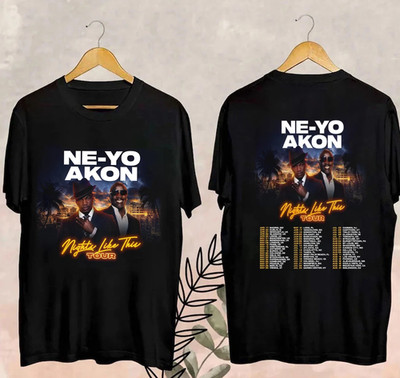 Ne-Yo and Akon 2 Sides Nights Like This Tour  Cotton T Shirt Size S-5XL