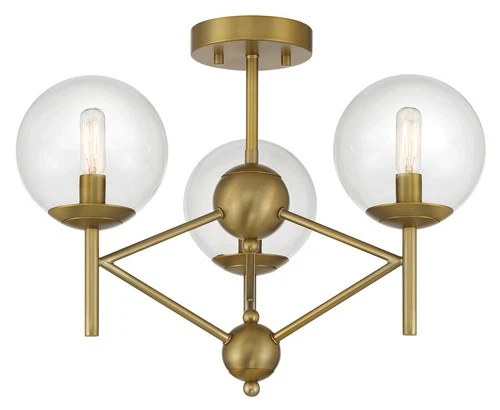 Minka Lavery 2799 Auresa 3 Light 20"W Semi-Flush Vantage Globe - Brass - Picture 1 of 5