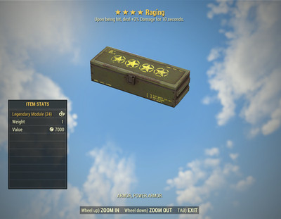 FALLOUT 76 PC RAGING LEGENDARY ARMOR RAID MOD BOX [CHEAPEST ON EBAY]