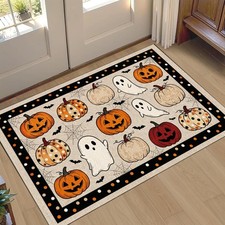 2x3 Halloween Door Mat, Welcome Outdoor Rug, Orange Bath Mats, Spooky Ghost P...