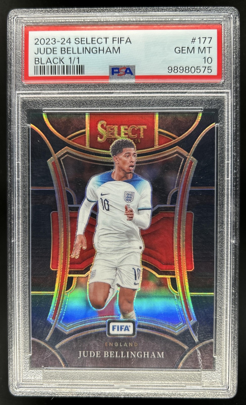 2023-24 Panini Select FIFA Jude Bellingham Black Prizm #1/1 England PSA 10