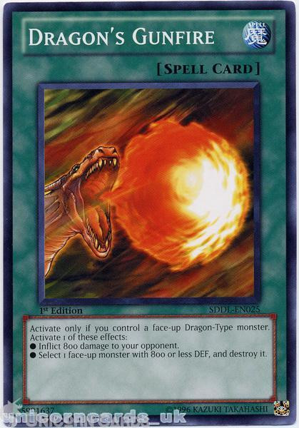 SDDL-EN025 Dragon's Gunfire 1st Edition Mint YuGiOh Card