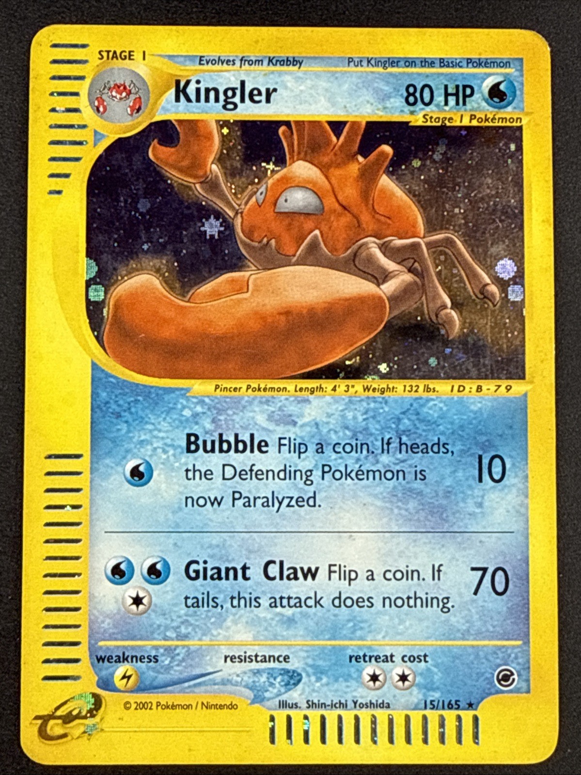 Kingler 15/165 Expedition Holo - Vintage Pokemon TCG Card