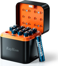12-Pack Rechargeable Lithium AAA Batteries with Charger, 1.5V Constant Output, 1