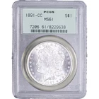 1891-CC $1 Morgan Silver Dollar - Carson City ~ PCGS MS61 - OGH