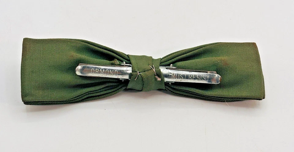 Винтажный галстук-бабочка Ormond 3/4 дюйма с зажимом зеленый счастливый ирландский ирландский клевер вискоза St Paddys - Изображение 4 из 4