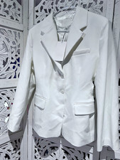 ZARA Women s White Lined Twill Blazer Button Pockets Sz S 2010/810/250