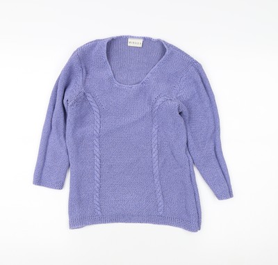 Minuet Damen lila Zopfmuster Pullover Pulli, Größe 12