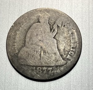 1877 US Seated Liberty Dime 90% Silver Good Condition Variety 4 Resumed 