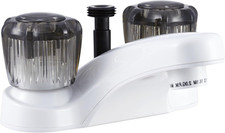 DF-PL720S-WT RV Bathroom Faucet with Smoked Acrylic Knobs and Shower Hose Divert