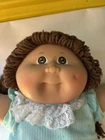 CABBAGE PATCH DOLL 1982 Brown Braided Hair & Eyes Tagged Dress ~ Dimple