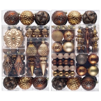 Valery Madelyn Christmas Tree Ornaments, 155ct Bronze Brown Copper and Gold S...
