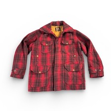 Vintage Early 40's Woolrich Jacket Mens 43 Red Mackinaw 503 Buffalo Plaid Wool