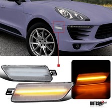 Fit 2014-2022 Porsche Macan Front Bumper LED Side Marker Lights Turn Signal Lamp