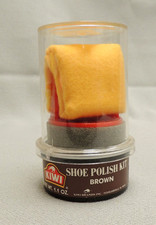 Kiwi BROWN Shoe Polish Kit  1.1 oz. With Applicator  Cloth  Sealed Can