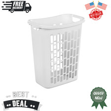 Mainstays Rectangular Open Plastic Laundry Hamper Narrow Spaces,White,Adult...