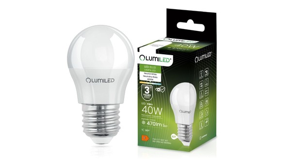 5904422764739 ŻAróWka LED E27 P40 5W = 40W 470Lm 4000K Neutralna 180 Lumiled LUM-image
