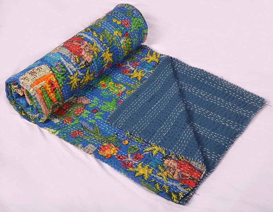 Indian Kantha Quilt superb Vintage New Traditional Kantha Quilts Jaipur - Image 2 of 4