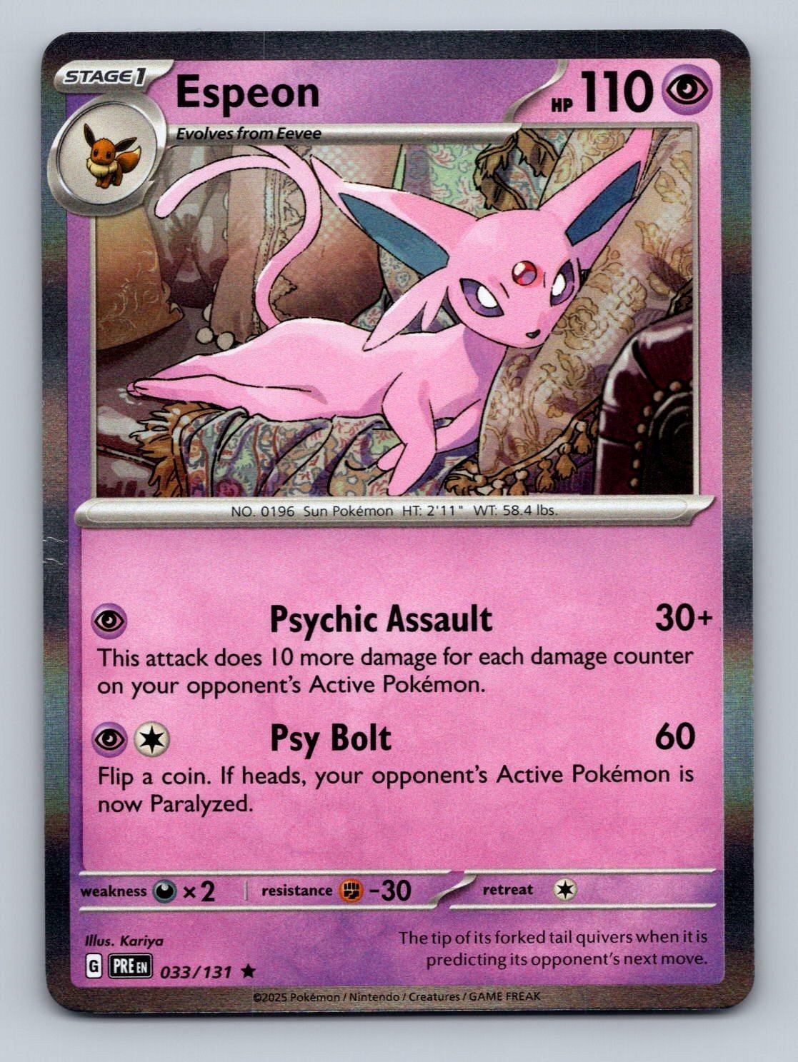 Espeon 033/131 Holo Rare Prismatic Evolutions Pokemon TCG Card NM
