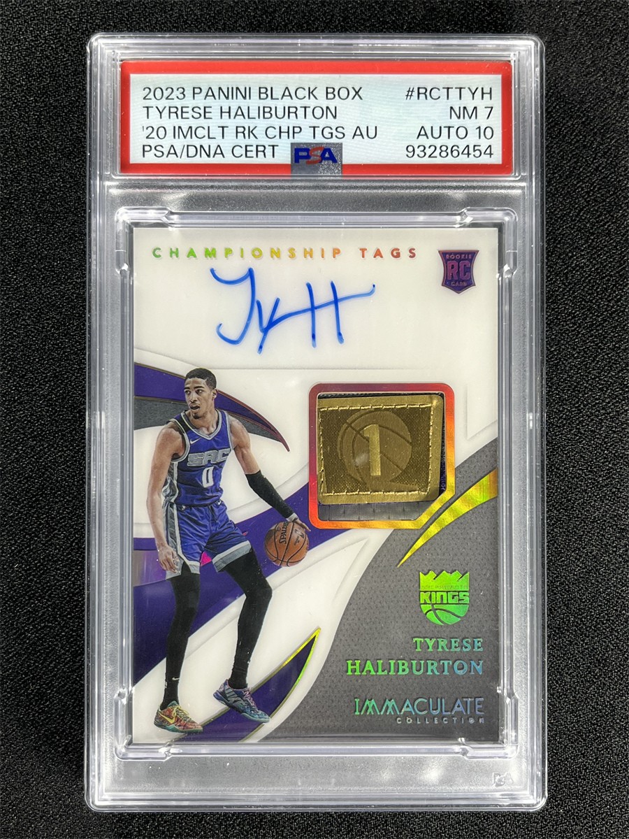 2020 Immaculate Tyrese Haliburton Championship Tags RC Black Box 1/1 PSA 7/10