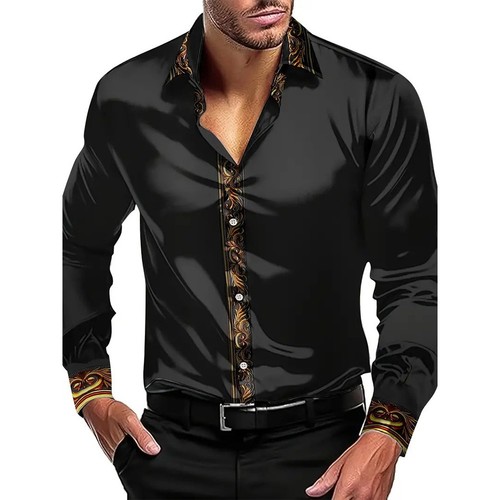 Camicia uomo Dapper manica lunga con bottoni stile slim fit per vestirsi elegant - Picture 9 of 16