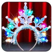 Snowflake Light up Headbands LED Christmas Headpiece Xmas Holiday Costume Hai...