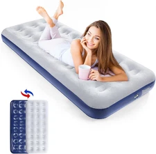 Camping Air Mattress Inflatable Air Bed Flocked Surface Travel Bed Sleeping Pad