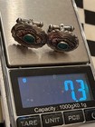 Old pawn Fred Harvey era file stamped sterling turquoise cufflinks 062526aCG — photo 4