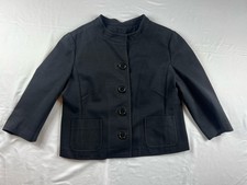 Banana Republic Women's Black Cotton Blend Blazer 3/4 Sleeve Size 14
