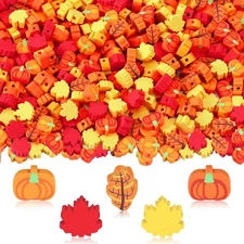 Fall Polymer Clay Beads, 300pcs Thanksgiving Fall Leaf Pumpkin Clay Beads for...