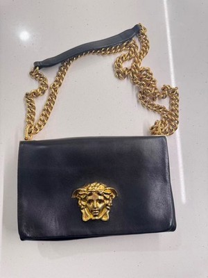 Versace La Medusa Chain crossbody leather Black