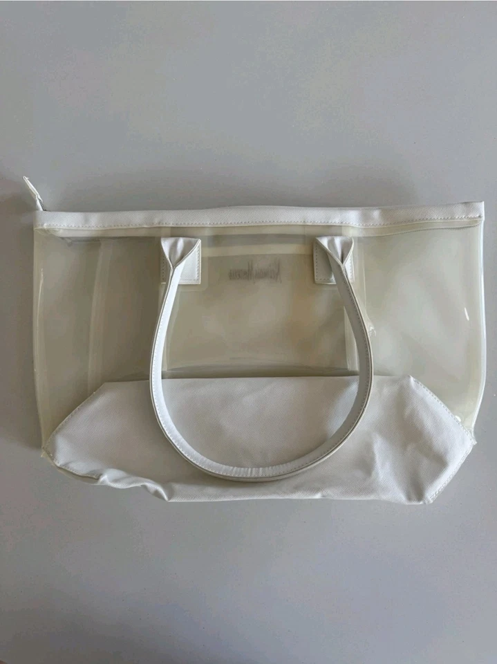 Bolso de Mano Neiman Marcus Transparente PVC Blanco con Cremallera y Bolsa Interior NUEVO Foto 2 de 4
