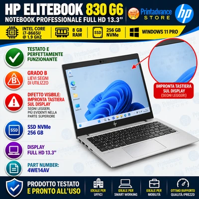 HP EliteBook 830 G6 · i7-8665U · 8GB · 256GB