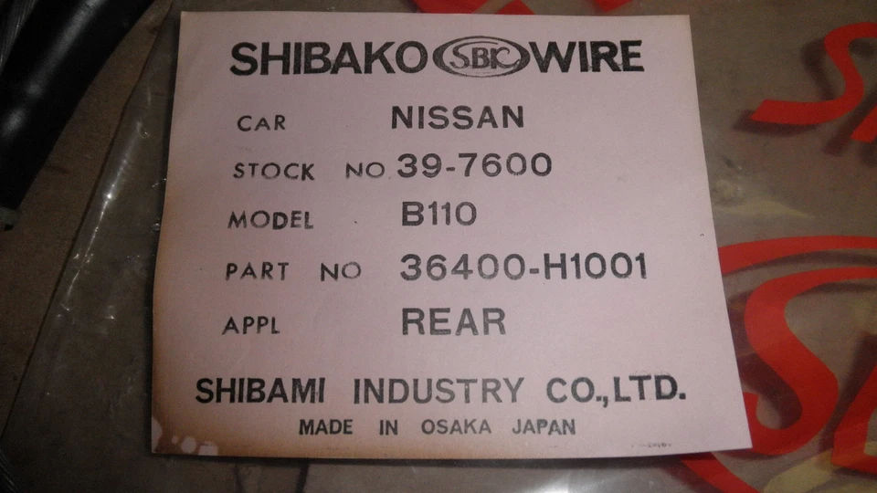 Conjunto de cable de freno de mano trasero Datsun #36400-H1001 1971-73 B110,1200,A12 #39-7600 Foto 3 de 4