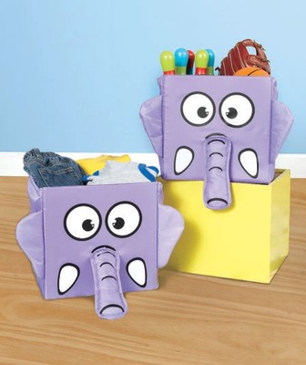 Sets of 2 Whimsical 3D Storage Bins Frog Elephant Novelty Kids Toys Organizer