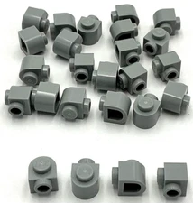 Lego 25 Light Bluish Gray Bricks Round 1 x 1 x 2/3 Half Circle w/ Side Stud Part