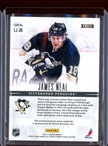 2012-13 Limited Materials Patches #LJJN James Neal 8/10 - Picture 2 of 2