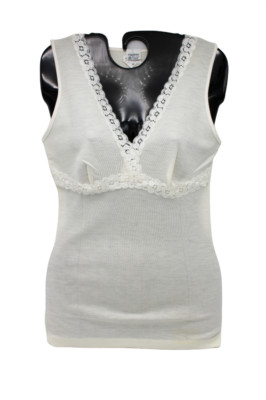 Bluse BH mit breiter Schulter Damen, Wolle 100% SPINNE, weiß cod.072694