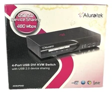 Aluratek 4 Port USB 2.0 Device Sharing DVI KVM Switch 480 Mbps NOS Factory Seal