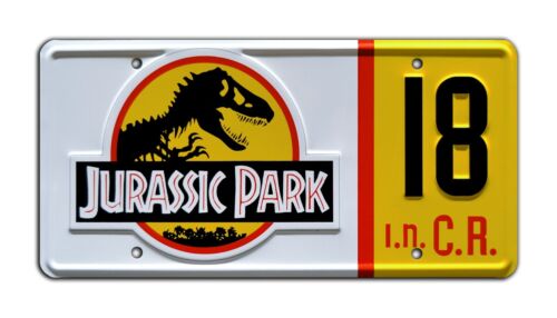 Jurassic Park | Jeep Wrangler Sahara CJ7 YJ | #18 | GESTEMPELT Requisiten Nummernschild - Bild 1 von 9