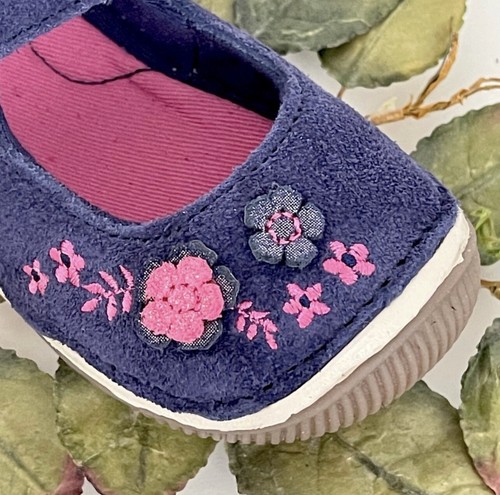 Stride Rite Girls Alise Floral Navy Blue/Pink Leather Mary Jane Shoes NWB Size 7 - Picture 7 of 12