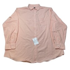 Club Room Traveler Dress Shirt Mens XL 17.5 36/37 Orange Stripe Regular Fit NEW