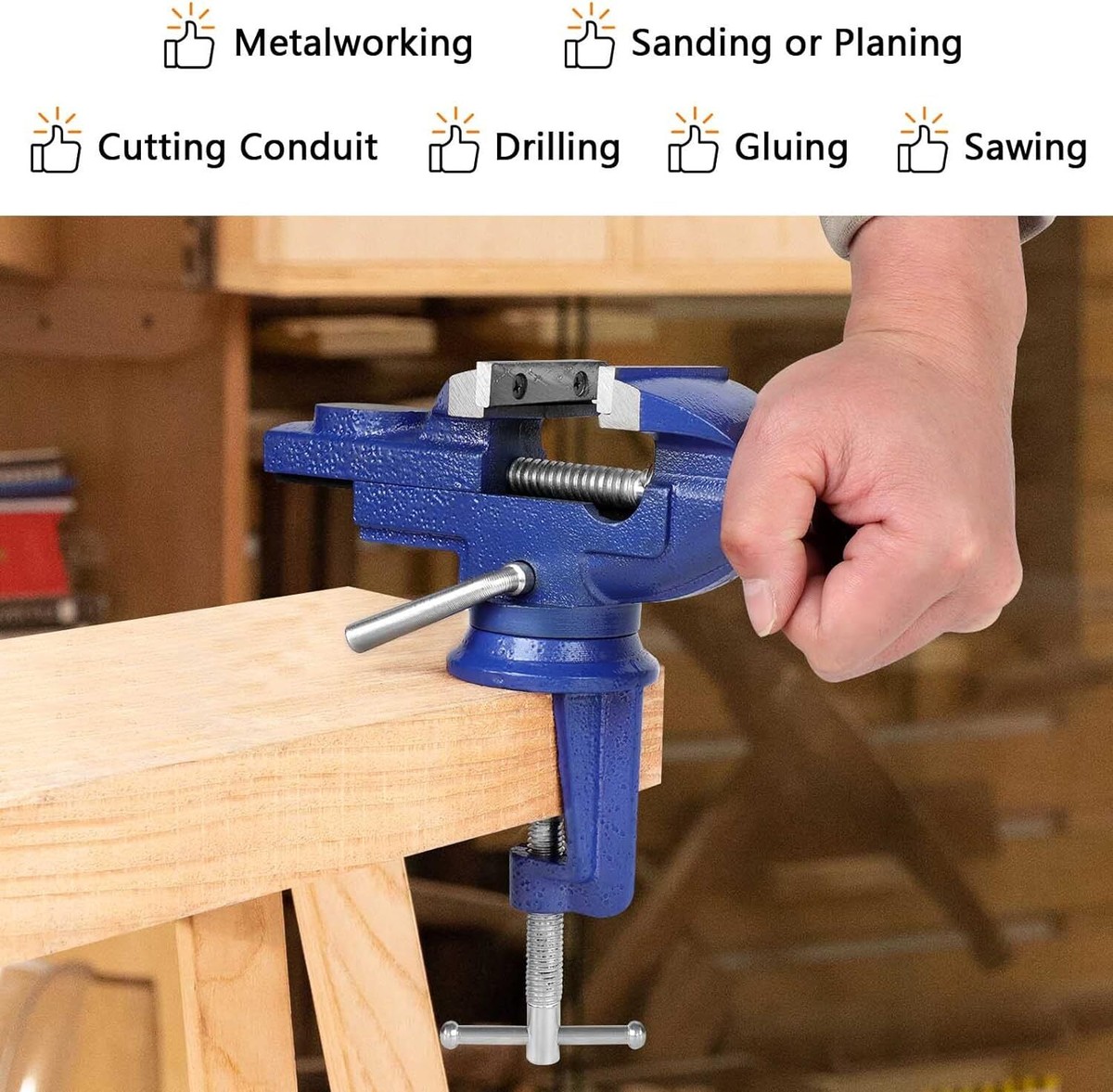 Heavy Duty Workbench Vice 4", 5", Or 6" Jaw Size | Swivel Base, Engineer Vise | For Workshop, Garage, DIY