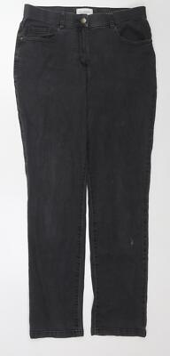 Mark Shale Damenjeans schwarz Baumwolle gerade Größe 12 L29 mit normalem Reißverschluss